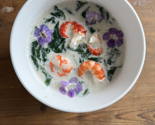 tahitian prawn chinese violet coconut soup wildbiome hawaii